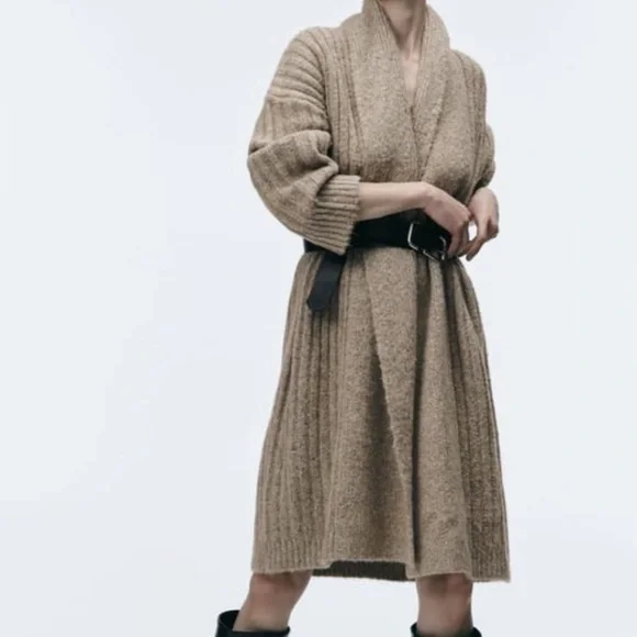 Zara Ribbed Knit Coat (S) - Picture 1 of 5